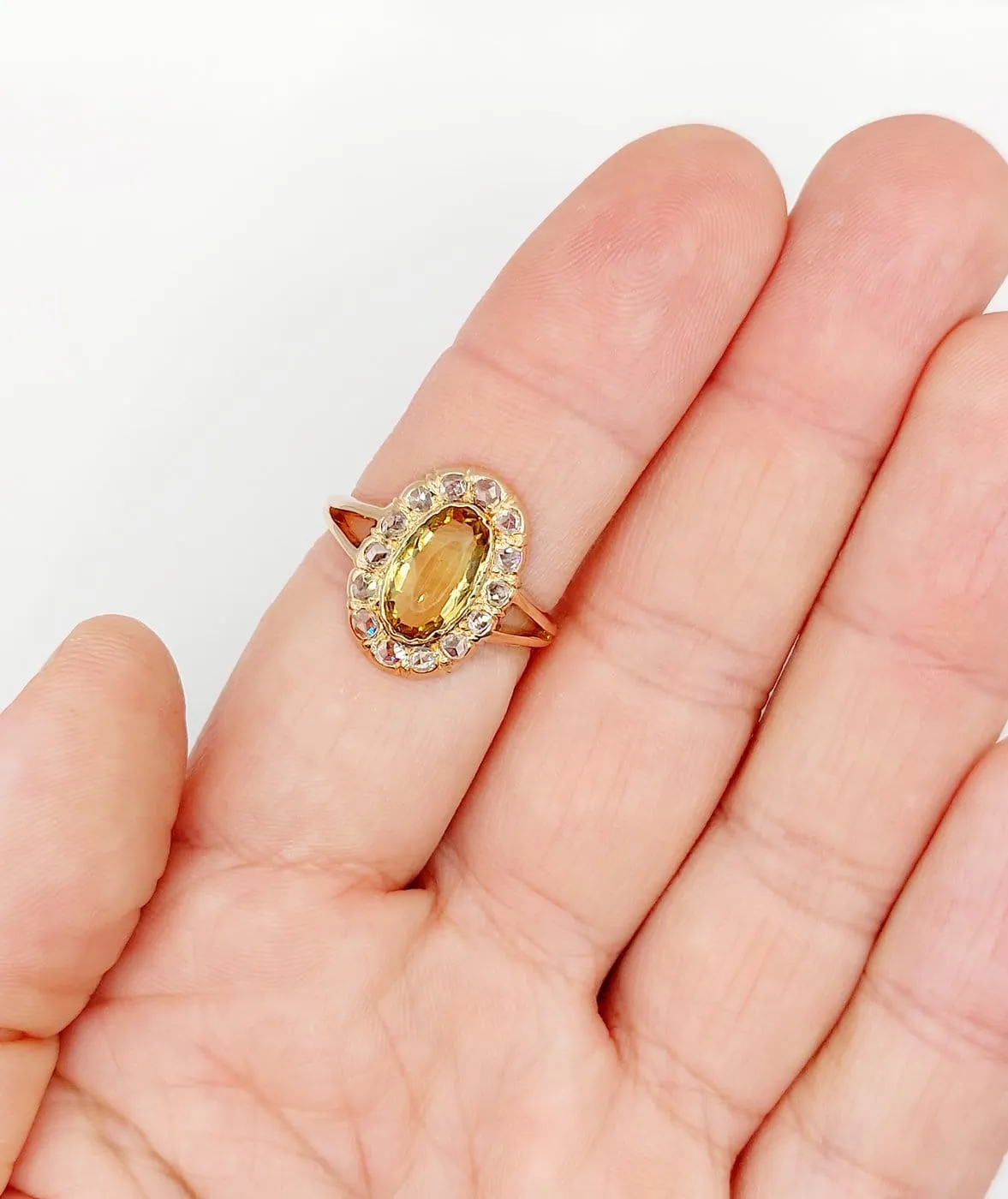 Bague antique en or rose 18k, citrine et diamants sold by 58 Facettes product image thumbnail 3