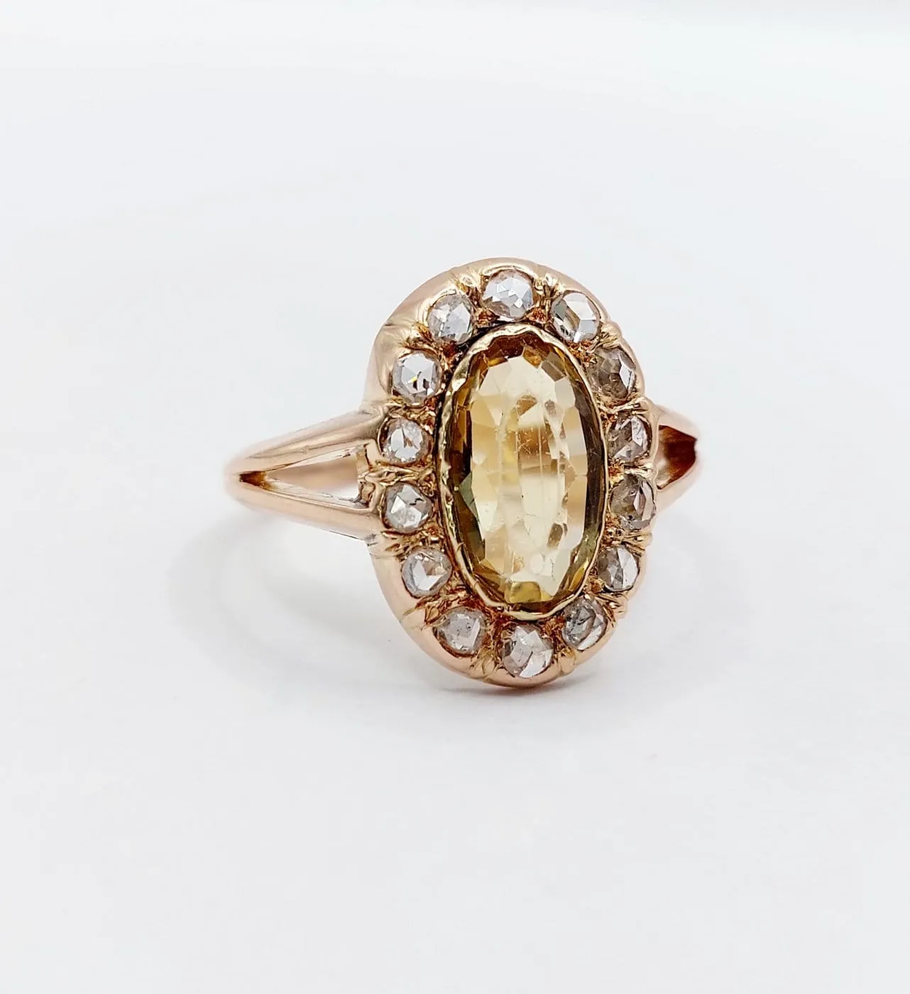 Bague antique en or rose 18k, citrine et diamants sold by 58 Facettes product image thumbnail 5