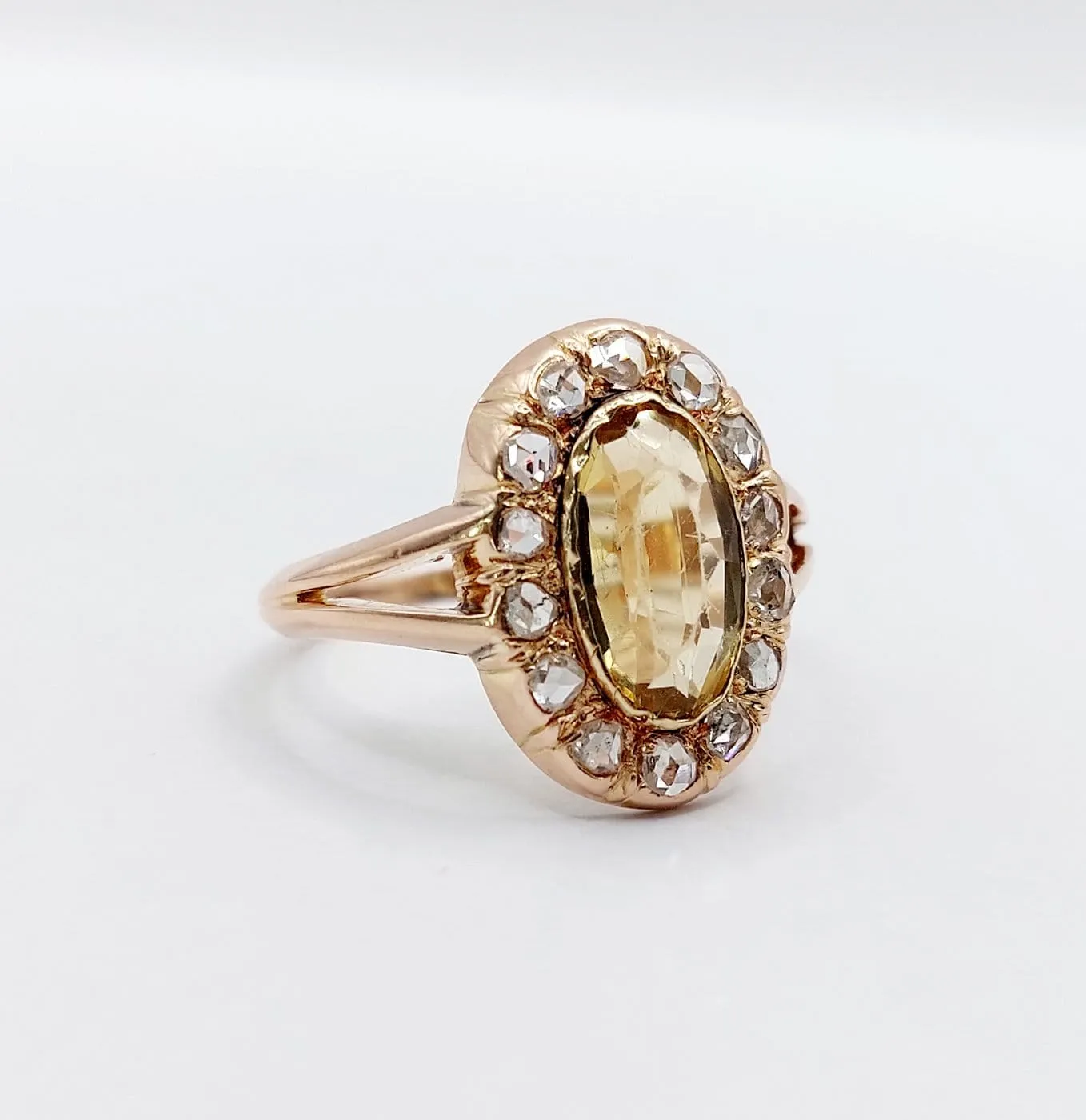 Bague antique en or rose 18k, citrine et diamants sold by 58 Facettes product image thumbnail 2