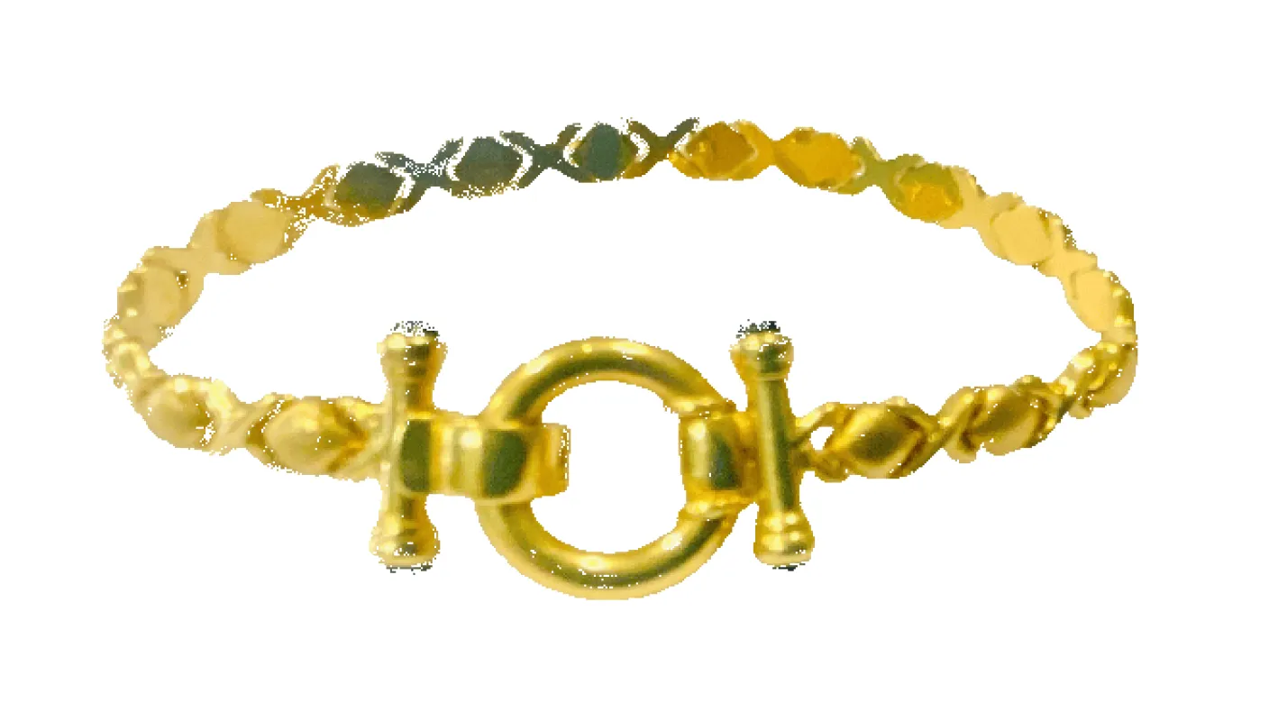 Bracelet maille croisillons en or jaune et saphirs made by 58 Facettes