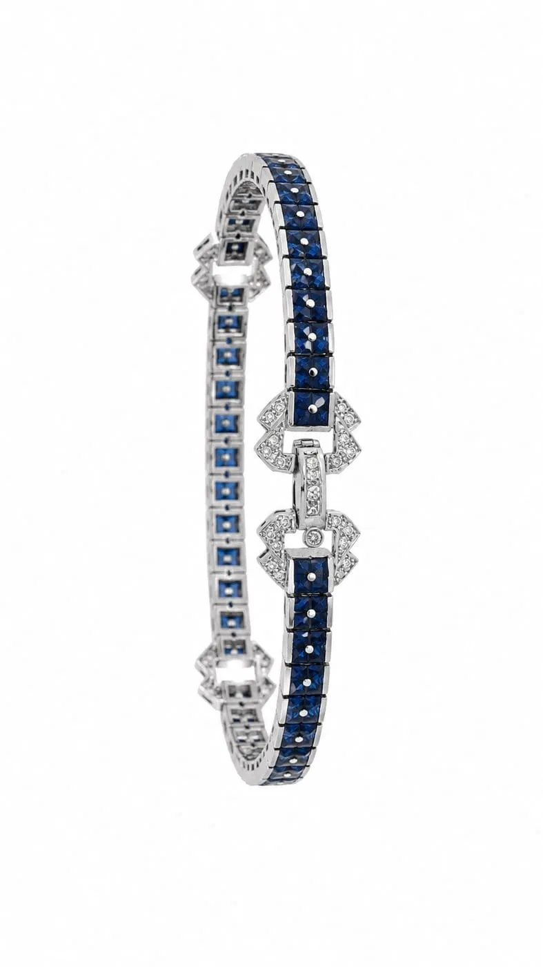 Bracelet en or blanc 18 ct avec saphirs et diamants sold by 58 Facettes product image thumbnail 3