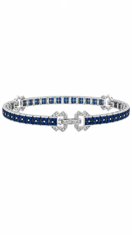 Bracelet en or blanc 18 ct avec saphirs et diamants made by 58 Facettes