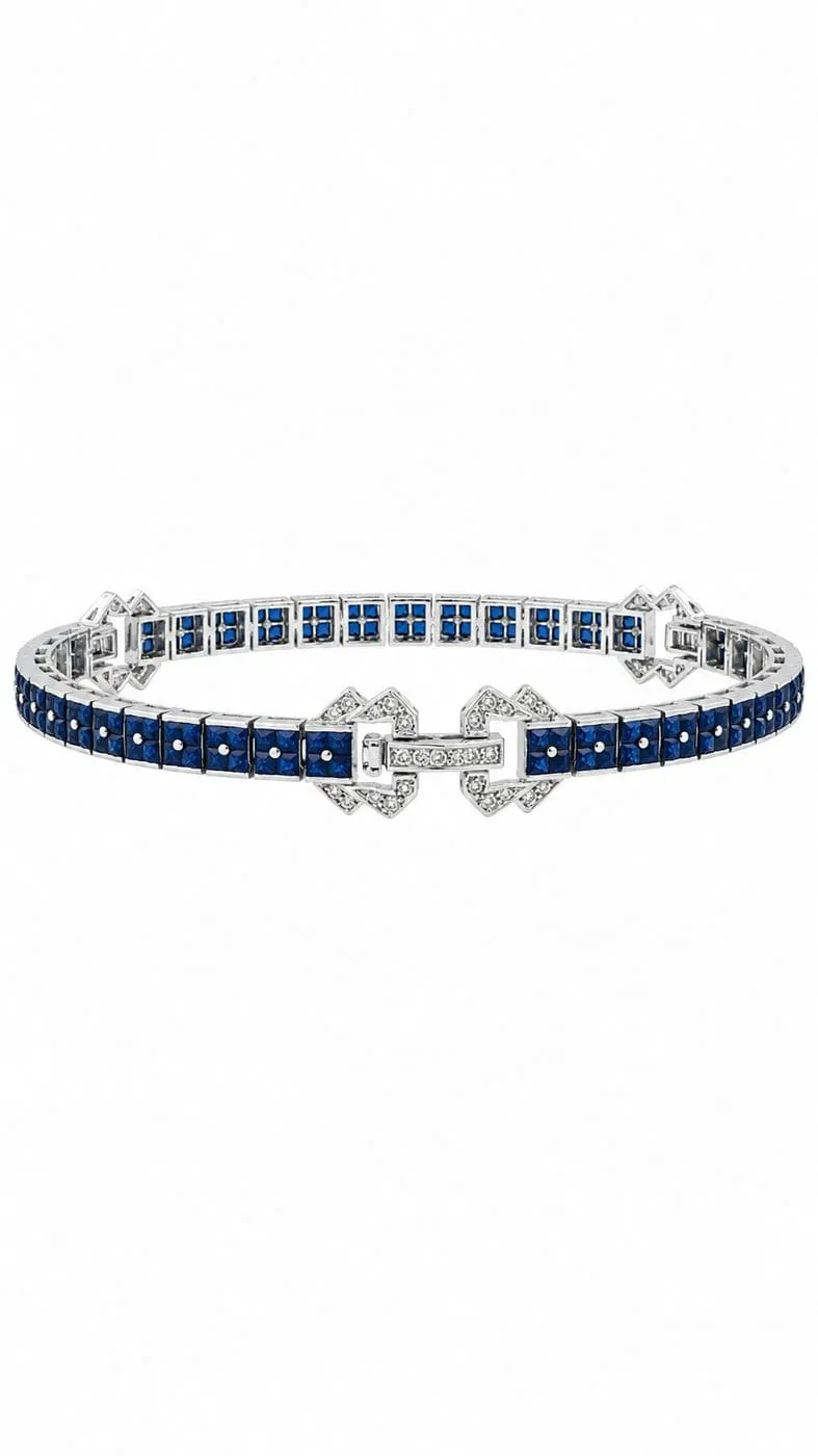 Bracelet en or blanc 18 ct avec saphirs et diamants sold by 58 Facettes