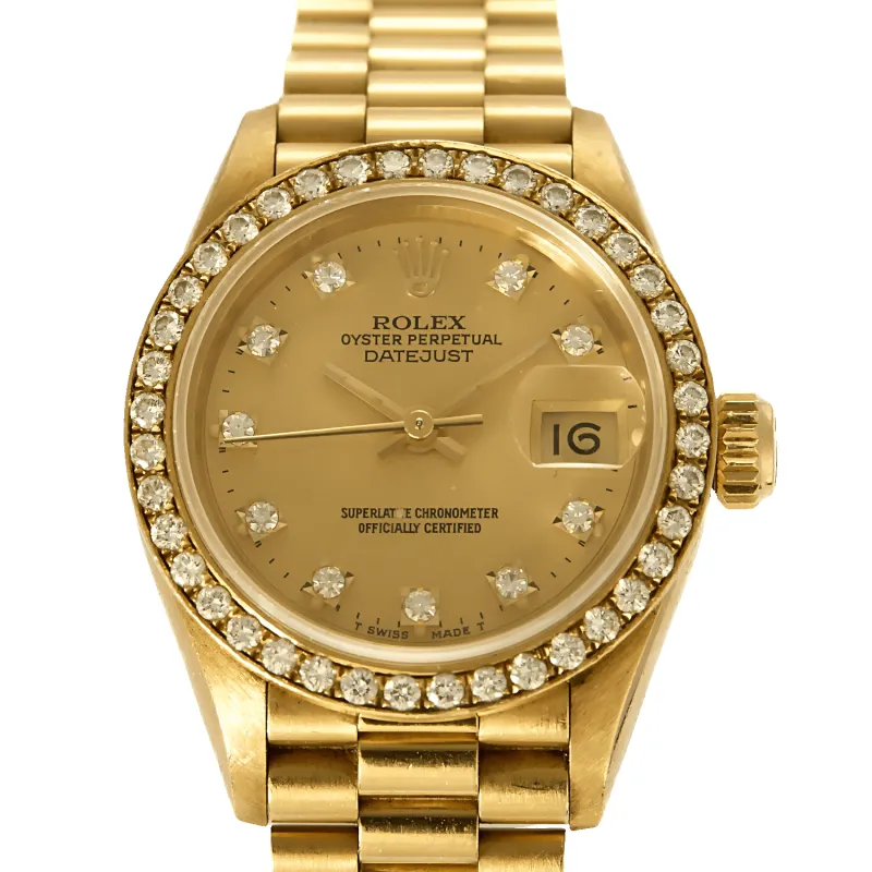 Rolex Montre Datejust en or jaune et diamants made by 58 Facettes