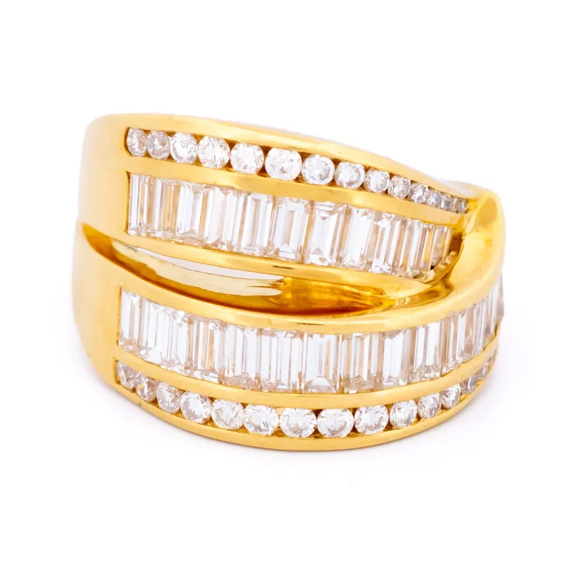 Bague crossover vintage en or 18k et diamants made by 58 Facettes