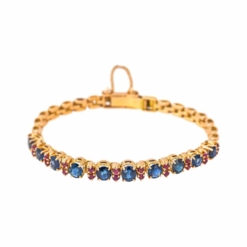 Bracelet en or rose et jaune avec saphirs et rubis made by 58 Facettes