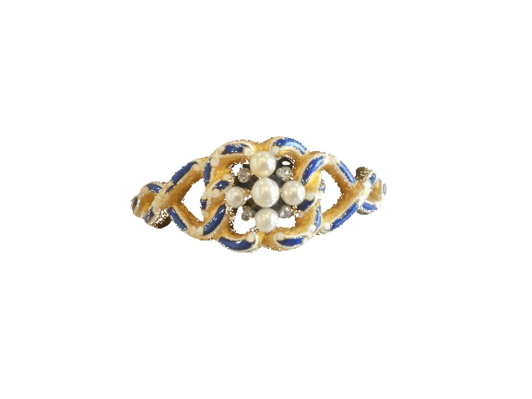 Bracelet ancien en or jaune, émail, perles et diamants made by 58 Facettes