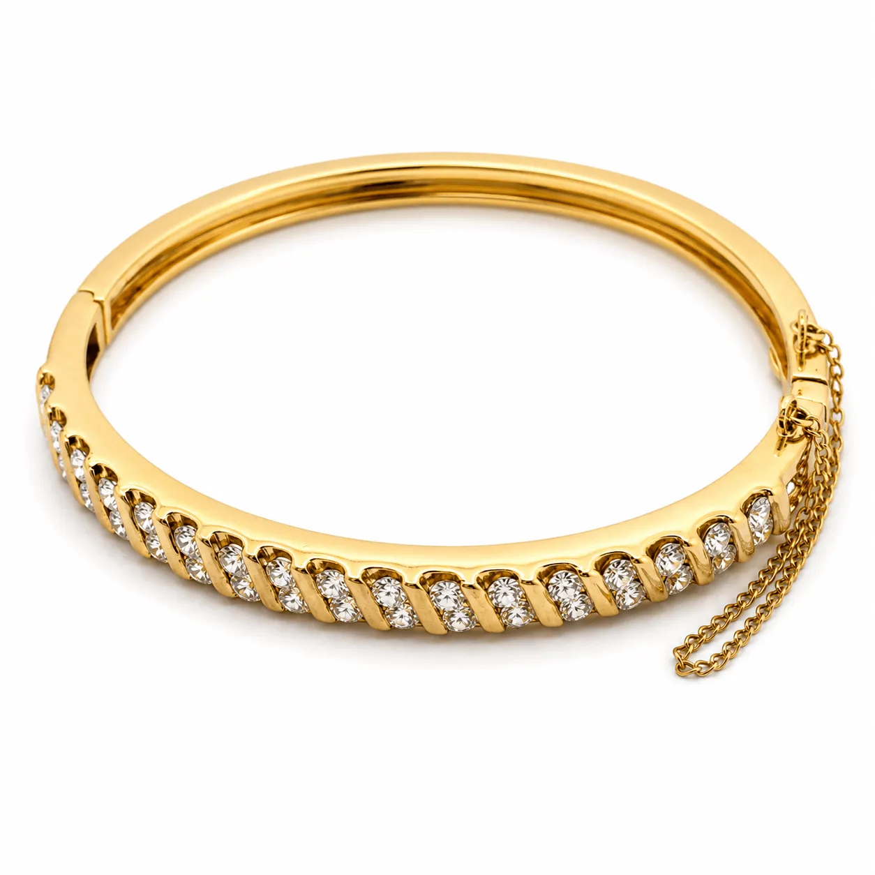 Bracelet jonc ouvrant en or jaune 18 carats et diamants sold by 58 Facettes product image thumbnail 3