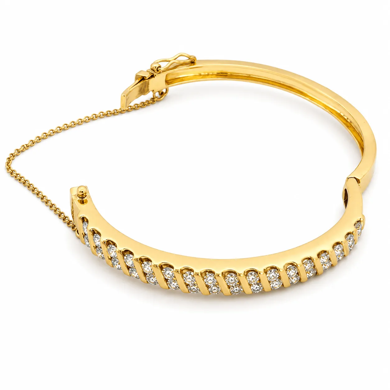 Bracelet jonc ouvrant en or jaune 18 carats et diamants sold by 58 Facettes product image thumbnail 4