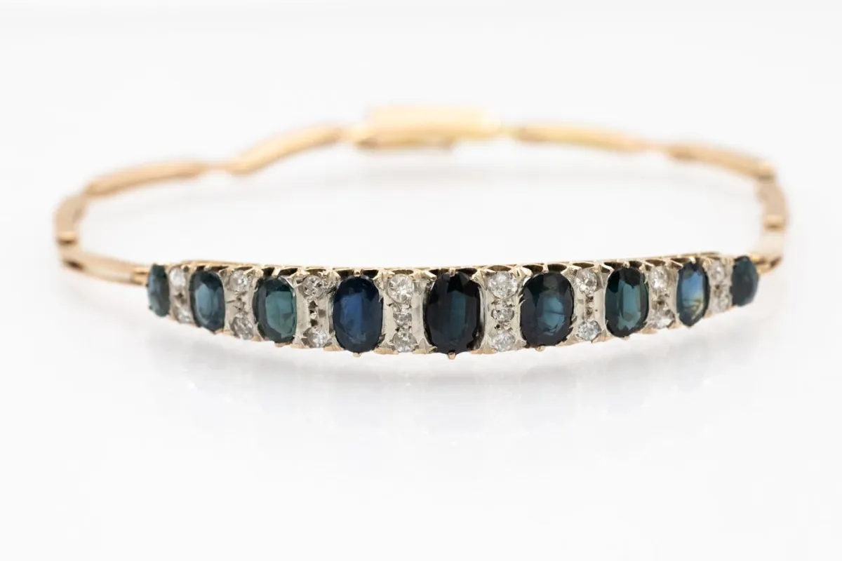 Bracelet en or jaune avec diamants et saphirs naturels made by 58 Facettes
