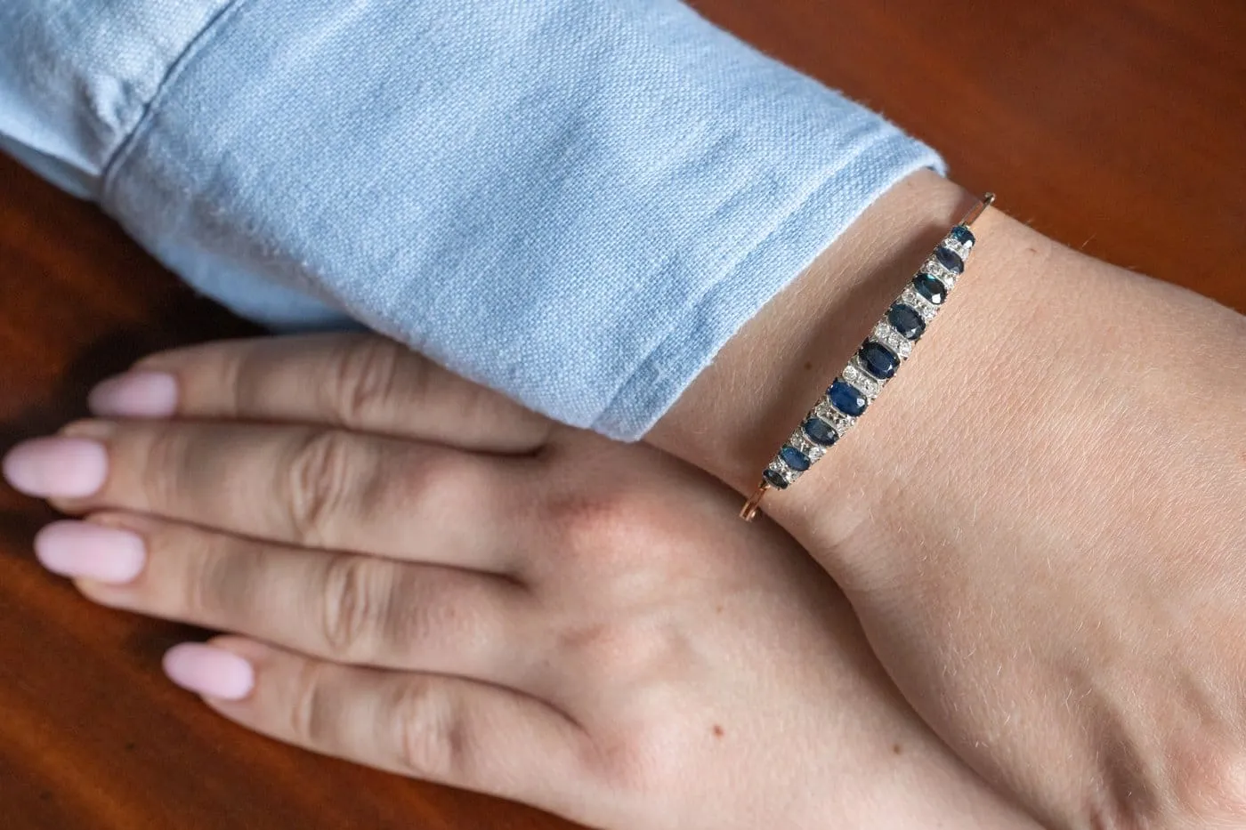 Bracelet en or jaune avec diamants et saphirs naturels sold by 58 Facettes product image thumbnail 2
