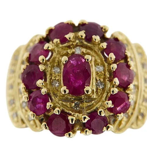 Bague bandeau en or jaune avec rubis et diamants sold by 58 Facettes product image thumbnail 2