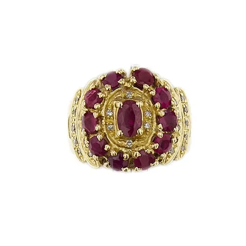 Bague bandeau en or jaune avec rubis et diamants sold by 58 Facettes product image thumbnail 3