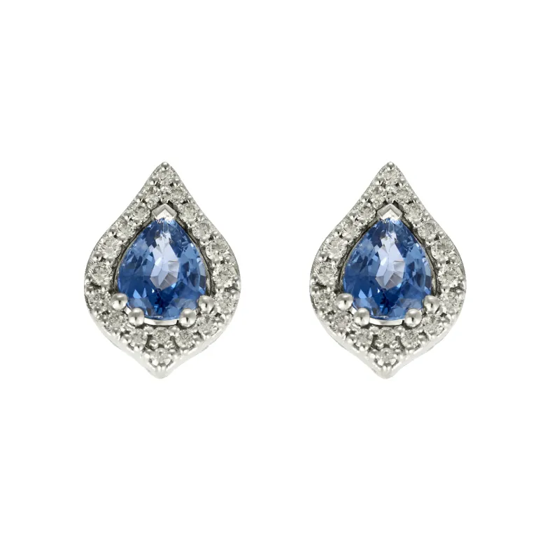 Boucles d'oreilles en Or blanc 14k Saphir and Diamant made by 58 Facettes