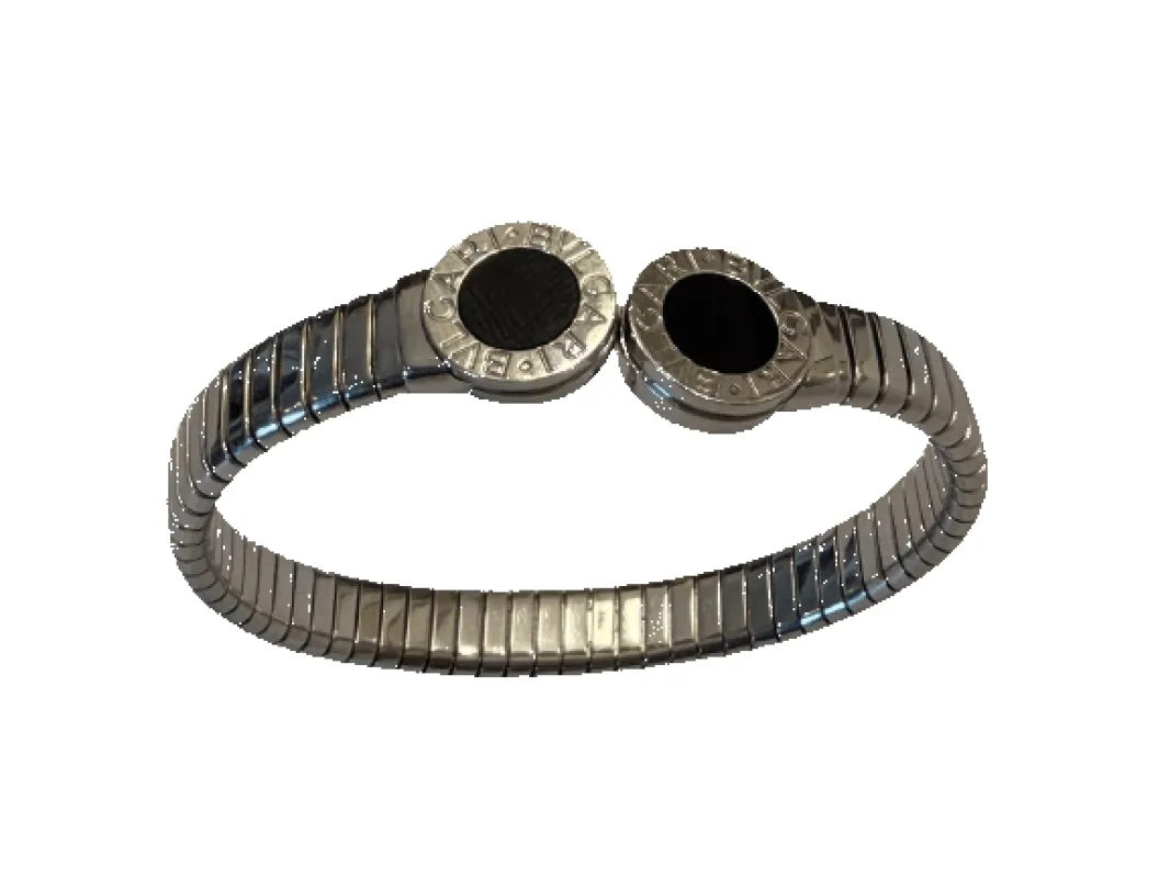 Bvlgari Bvlgari - Bracelet Tubogas en acier et onyx made by 58 Facettes