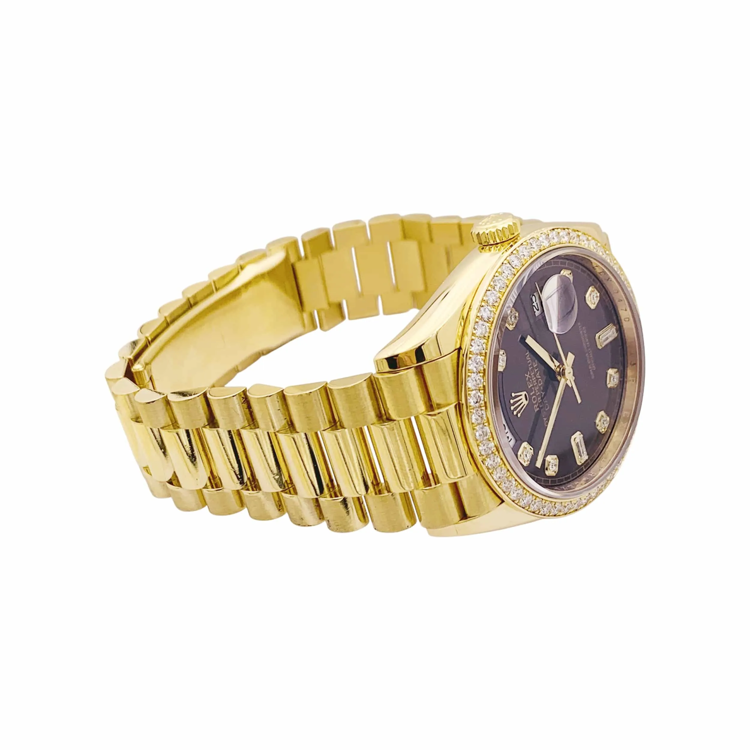 Rolex Oyster Perpetual Day-Date - Montre en or jaune et diamants sold by 58 Facettes product image thumbnail 4