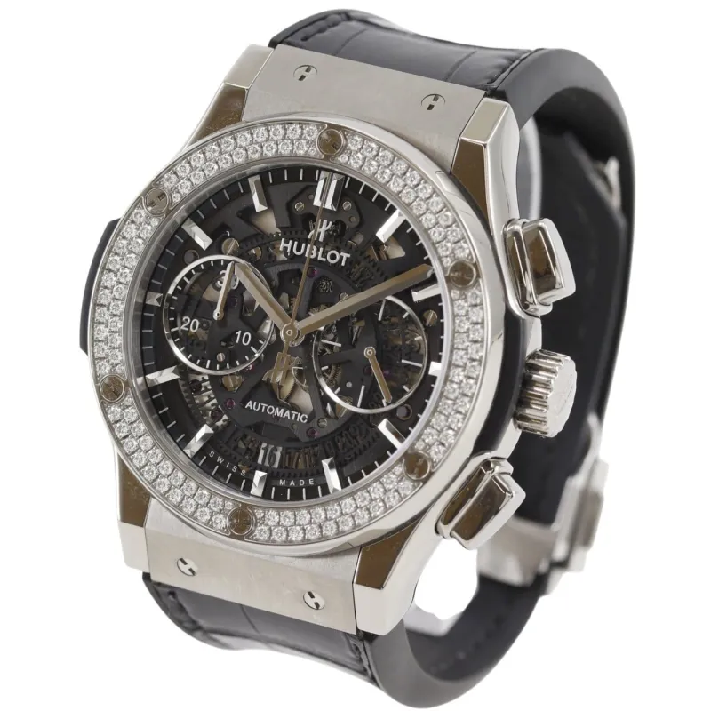 Hublot Classic Fusion - Montre acier lunette diamants made by 58 Facettes