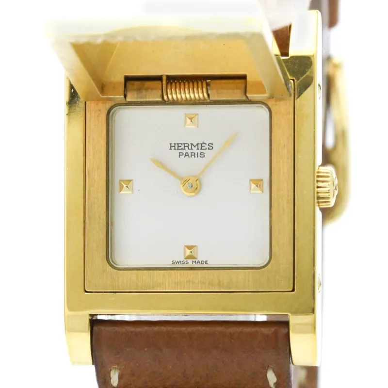 Hermès Médor - Montre quartz en métal plaqué et cuir made by 58 Facettes