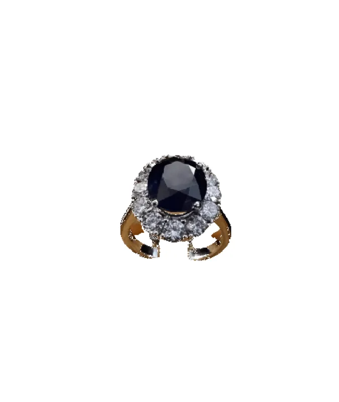 Bague en or blanc 18K avec saphir ovale et diamants made by 58 Facettes