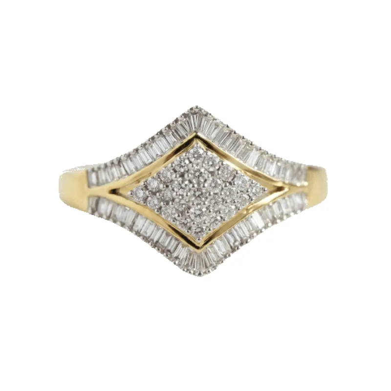 Bague géométrique en or jaune 585 et diamants made by 58 Facettes