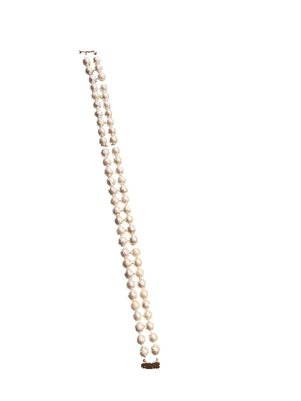 Bracelet 2 rangs de perles Akoya en or jaune 18K made by 58 Facettes