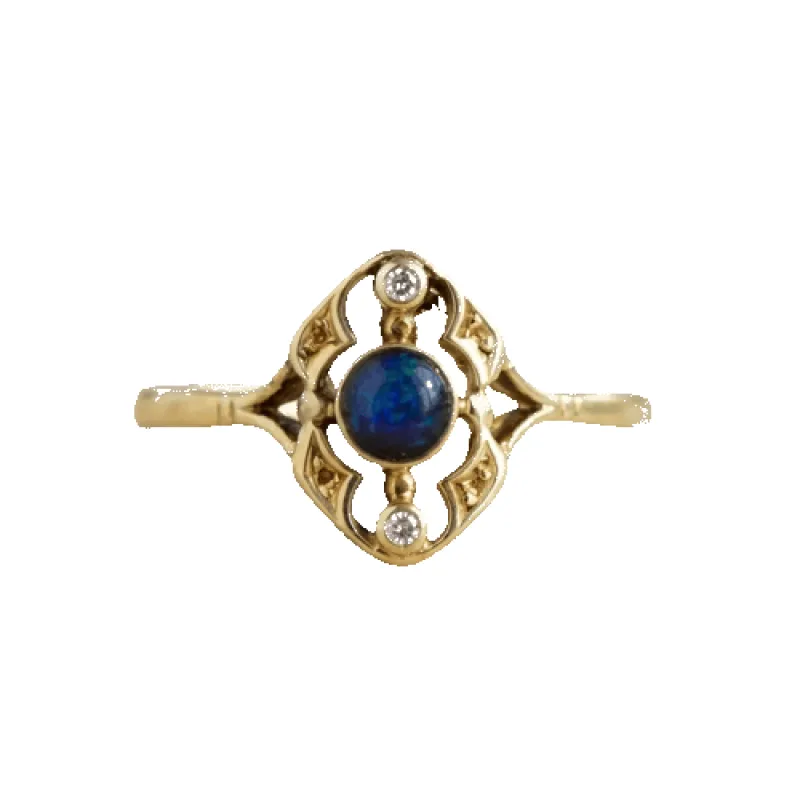 Bague opale et diamants en or jaune 585 made by 58 Facettes