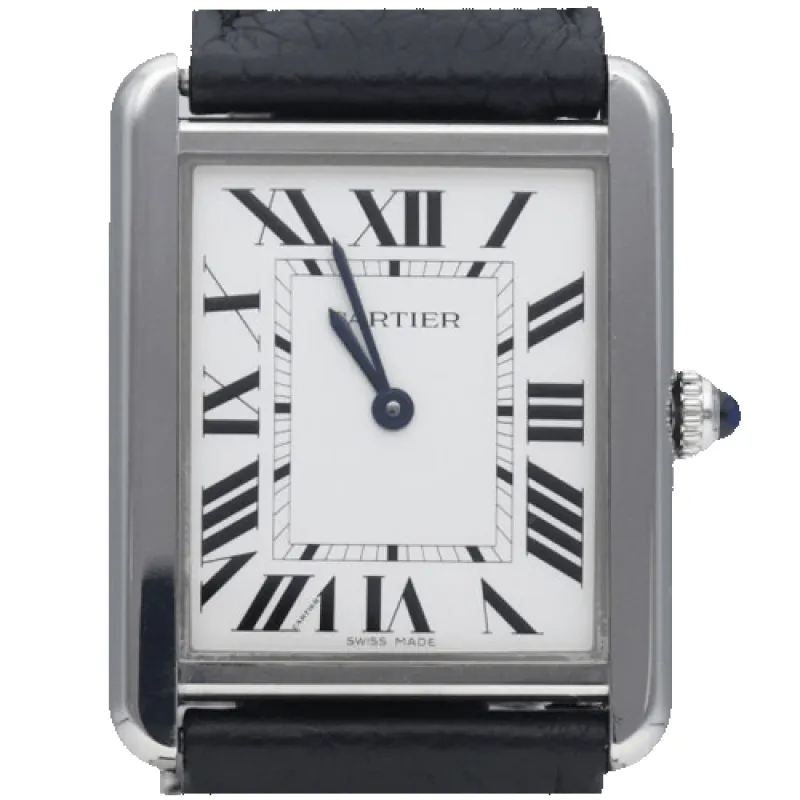 Cartier Tank Solo - Montre quartz bracelet cuir made by 58 Facettes