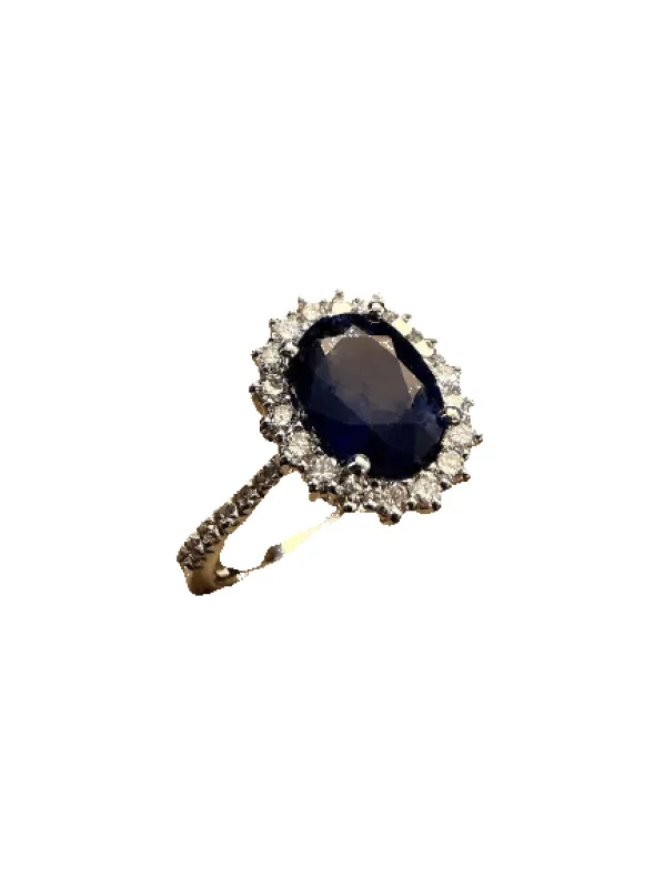 Bague en or blanc avec saphir et diamants made by 58 Facettes