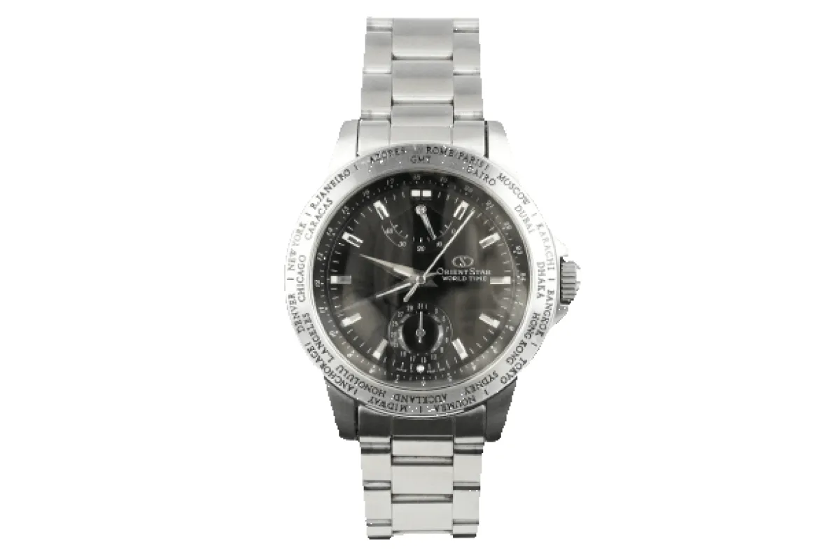 Orient Star World Time - Montre automatique en acier made by 58 Facettes