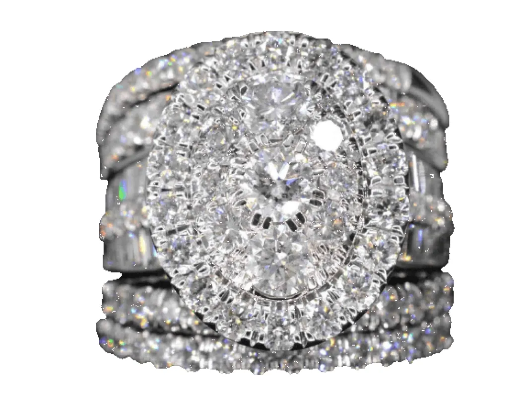 Bague en or blanc sertie de diamants 5,50 ct made by 58 Facettes