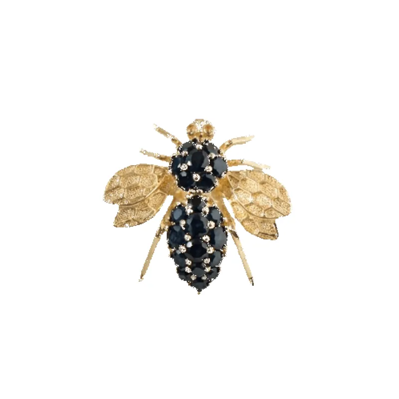Broche abeille vintage en or jaune 585 et saphirs made by 58 Facettes