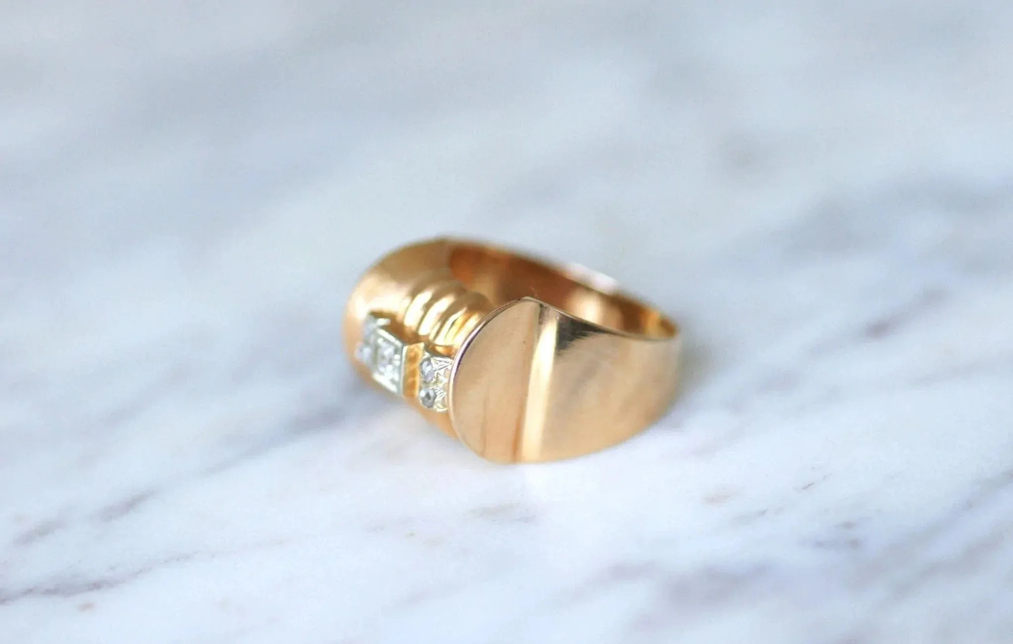 Bague Tank or rose, platine et diamants sold by 58 Facettes product image thumbnail 5