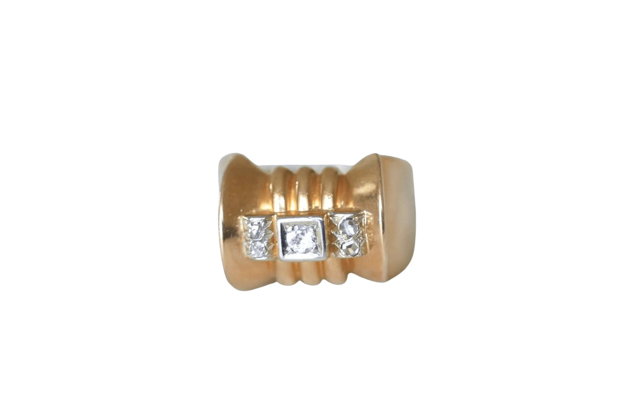 Bague Tank or rose, platine et diamants sold by 58 Facettes