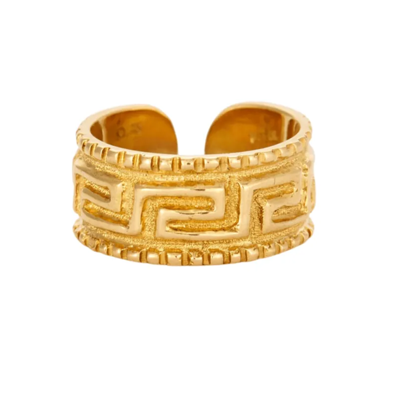 Bague jonc ouverte or jaune décor frise grecque sold by 58 Facettes