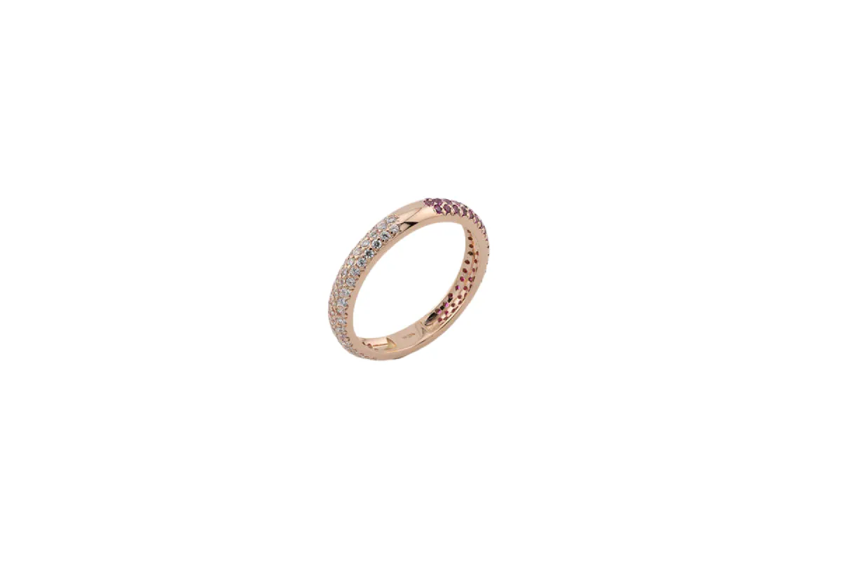 Bague en or rose avec rubis et diamants sold by 58 Facettes