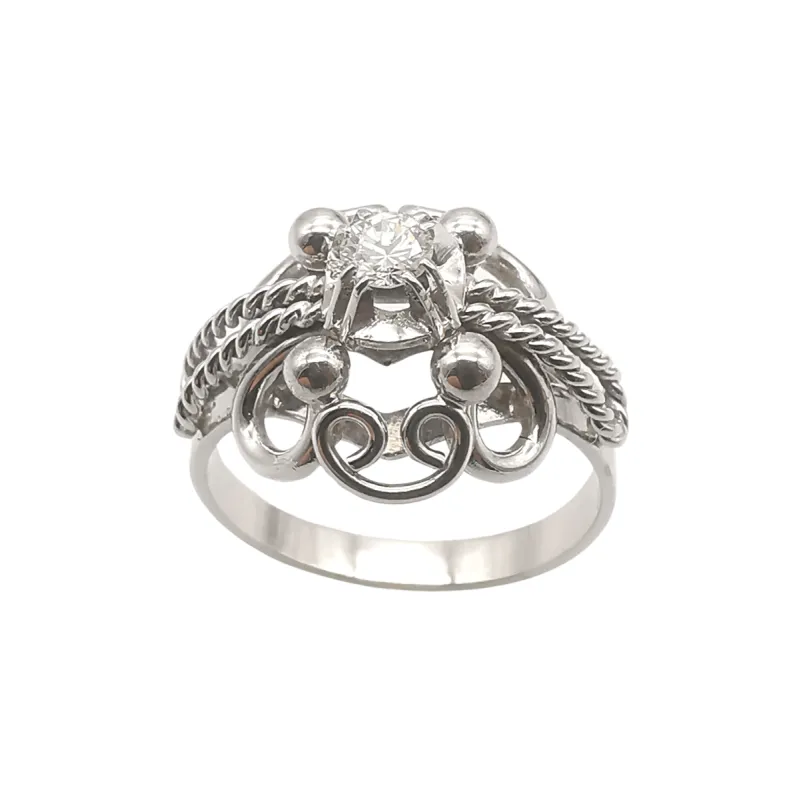 Bague ancienne or blanc Diamant 0.20ct sold by 58 Facettes