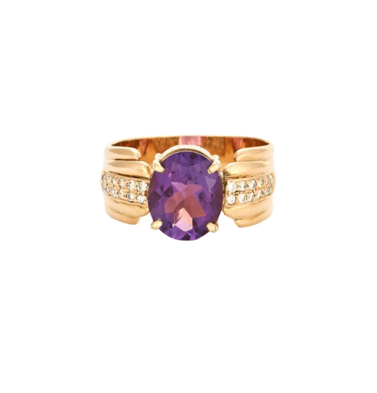 Bague en or rose Améthyste et diamants sold by 58 Facettes
