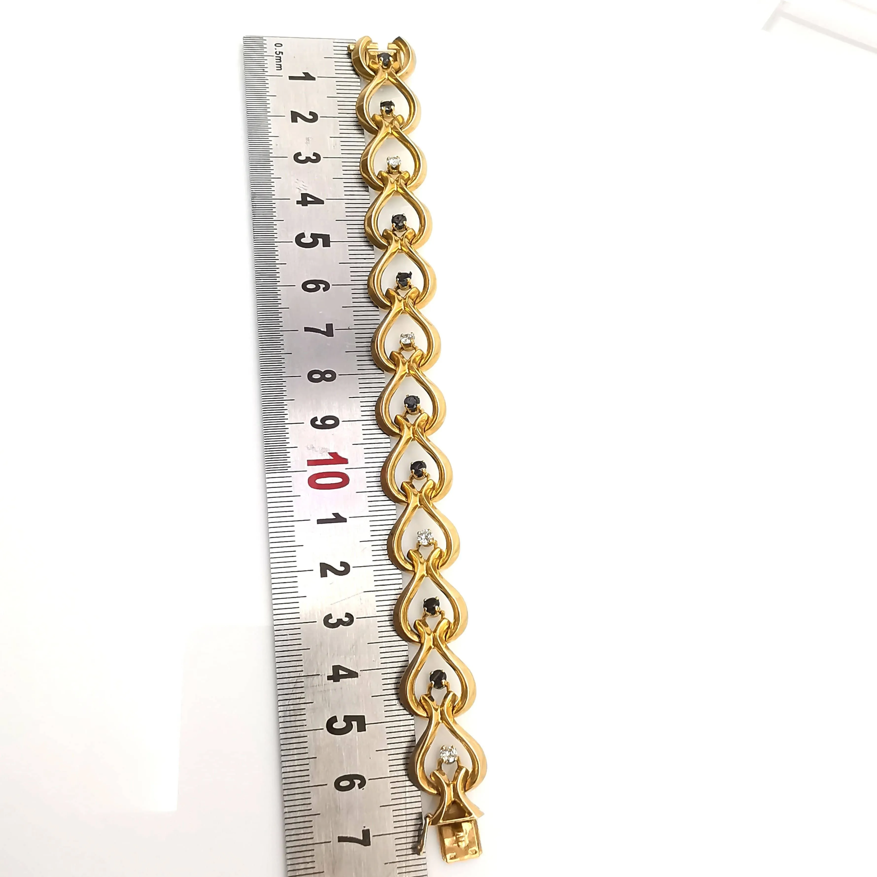 Bracelet or jaune diamants et saphirs sold by 58 Facettes product image thumbnail 5