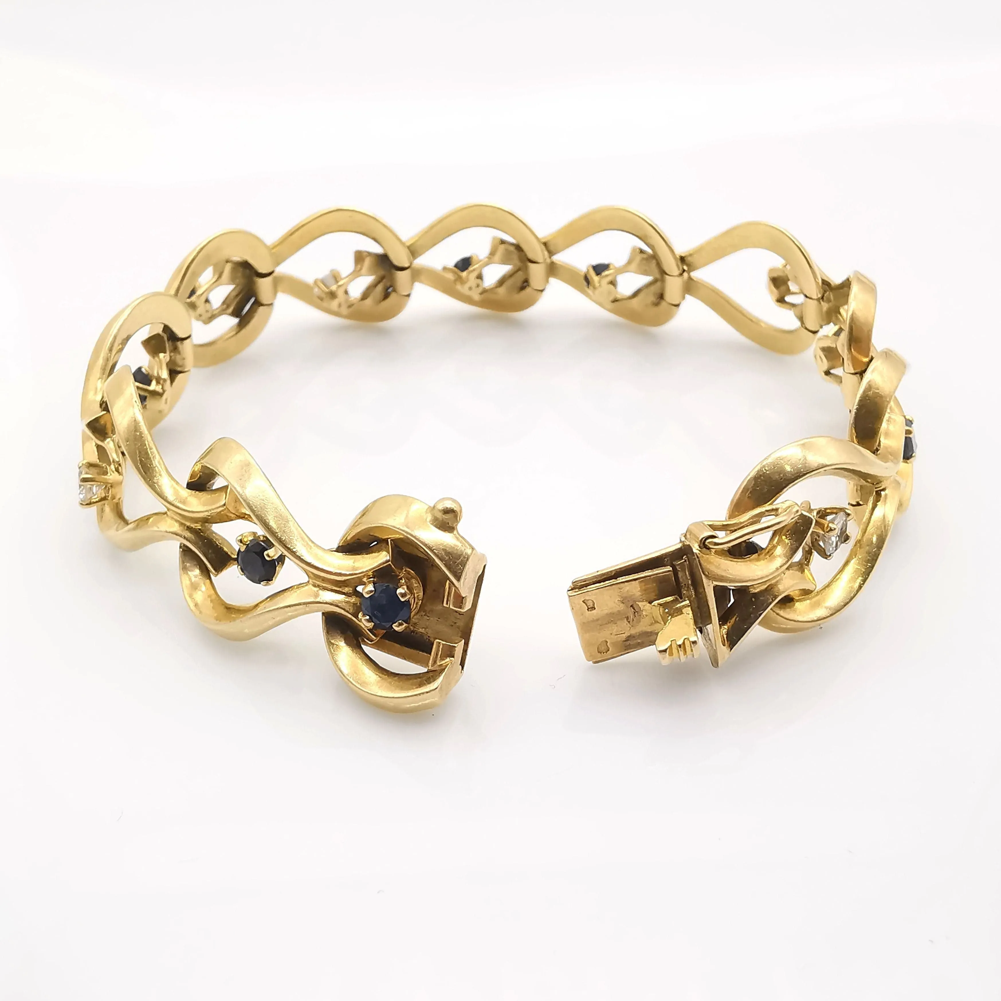 Bracelet or jaune diamants et saphirs sold by 58 Facettes product image thumbnail 3