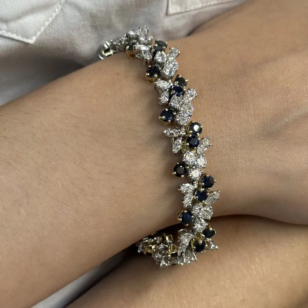 Bracelet en or blanc et jaune platine massif diamants et saphirs sold by 58 Facettes product image thumbnail 2