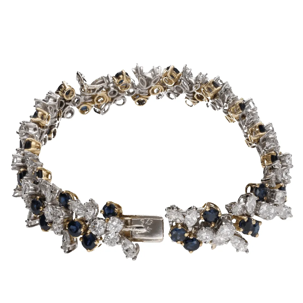 Bracelet en or blanc et jaune platine massif diamants et saphirs sold by 58 Facettes product image thumbnail 3