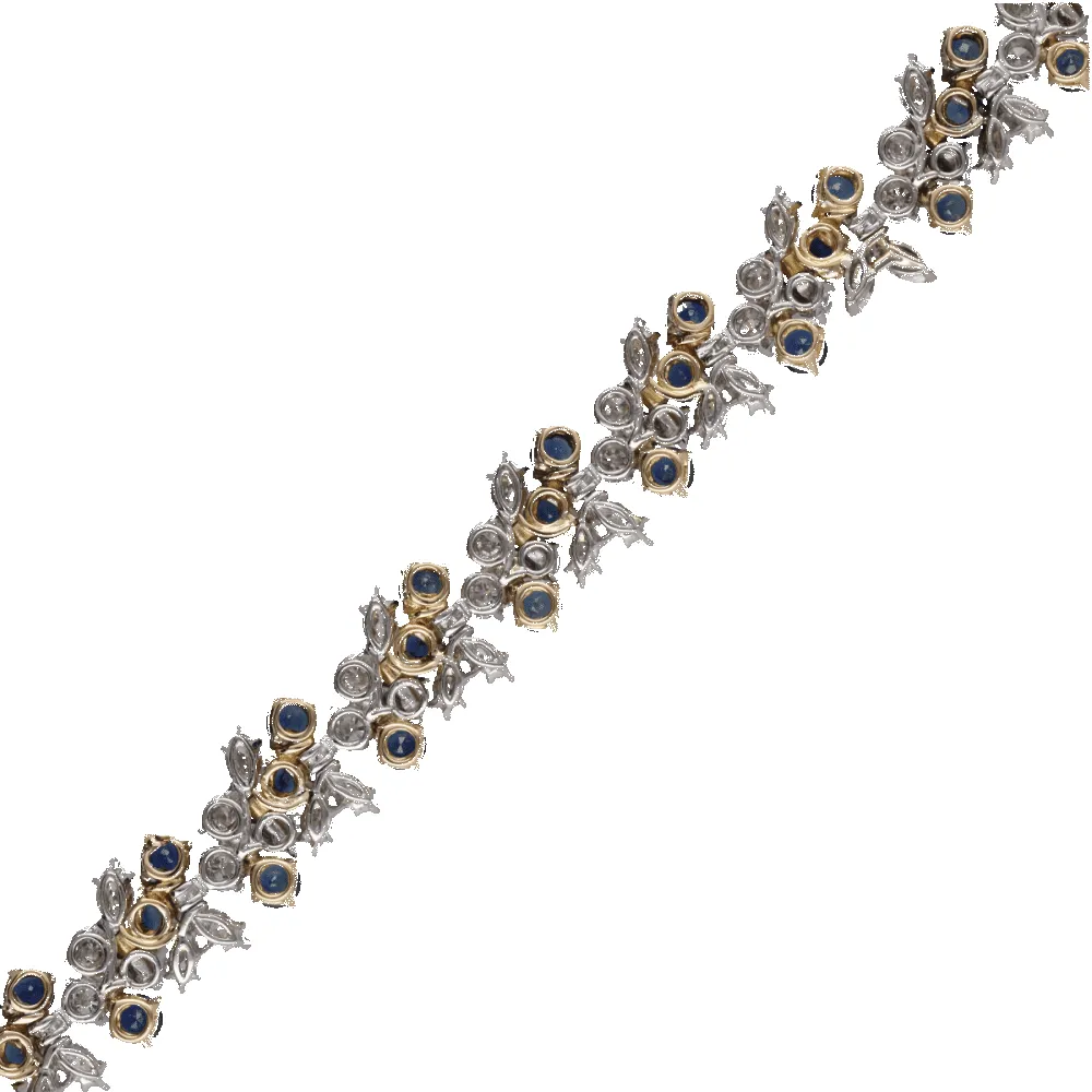 Bracelet en or blanc et jaune platine massif diamants et saphirs sold by 58 Facettes product image thumbnail 4