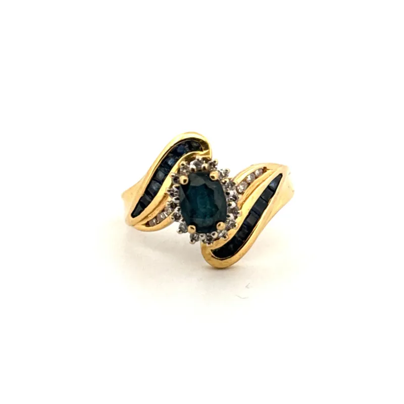 Bague or jaune saphirs diamants sold by 58 Facettes