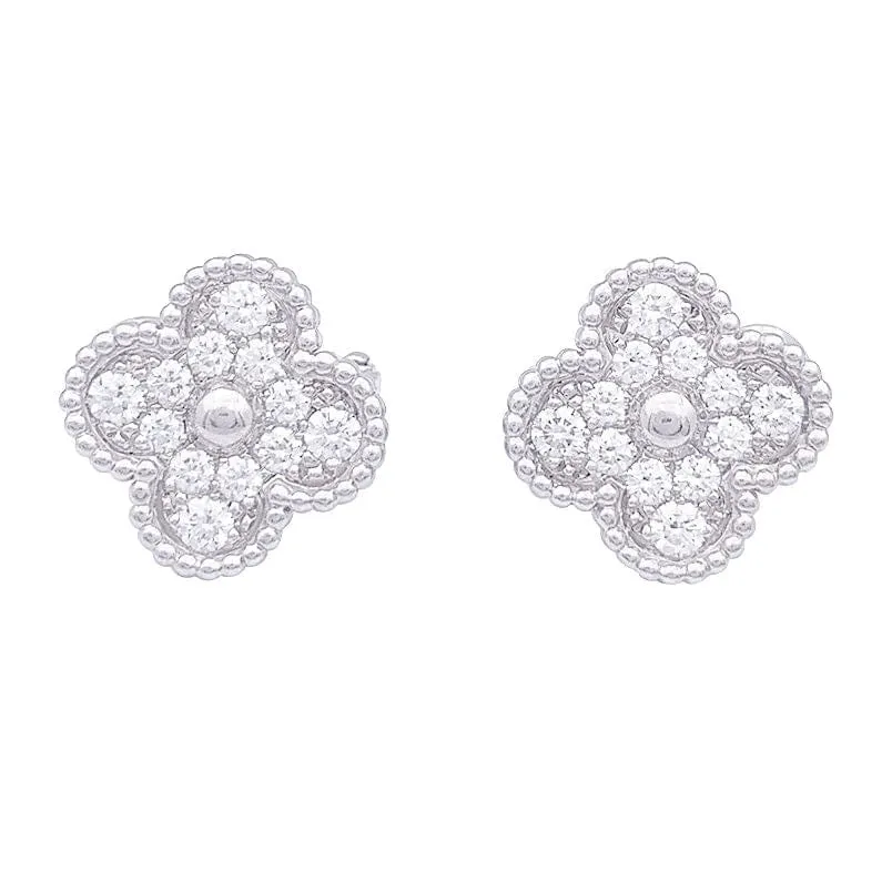 Boucles d'oreilles Van Cleef & Arpels "Vintage Alhambra" or blanc, diamants. sold by 58 Facettes