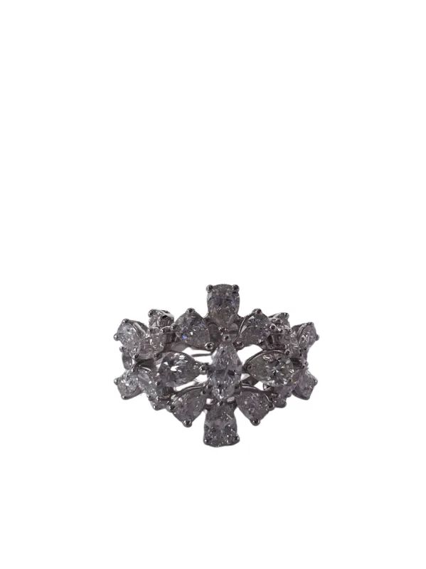 Bague diamant fantaisie cocktail de fleurs sold by 58 Facettes