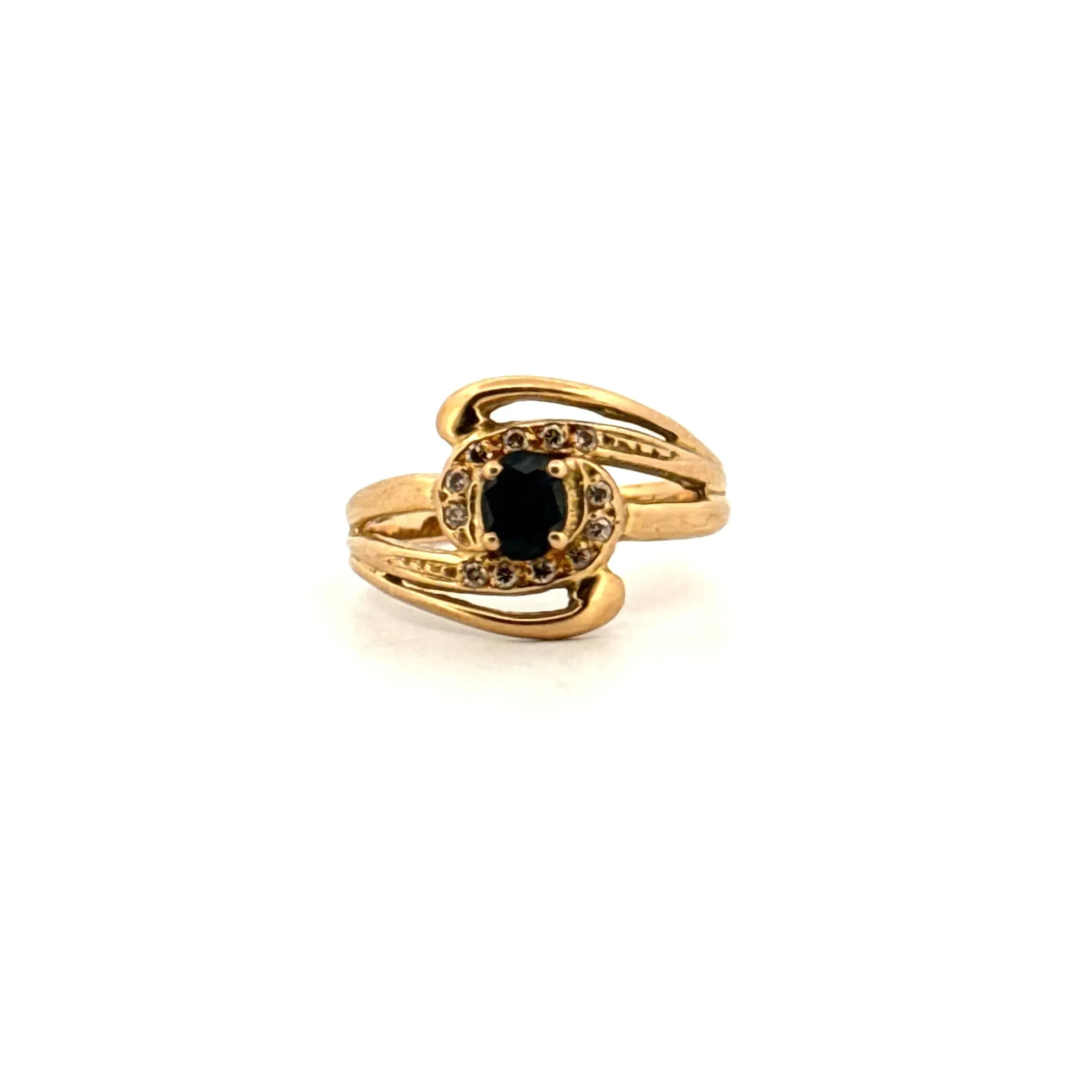 Bague or jaune topaze et diamants sold by 58 Facettes