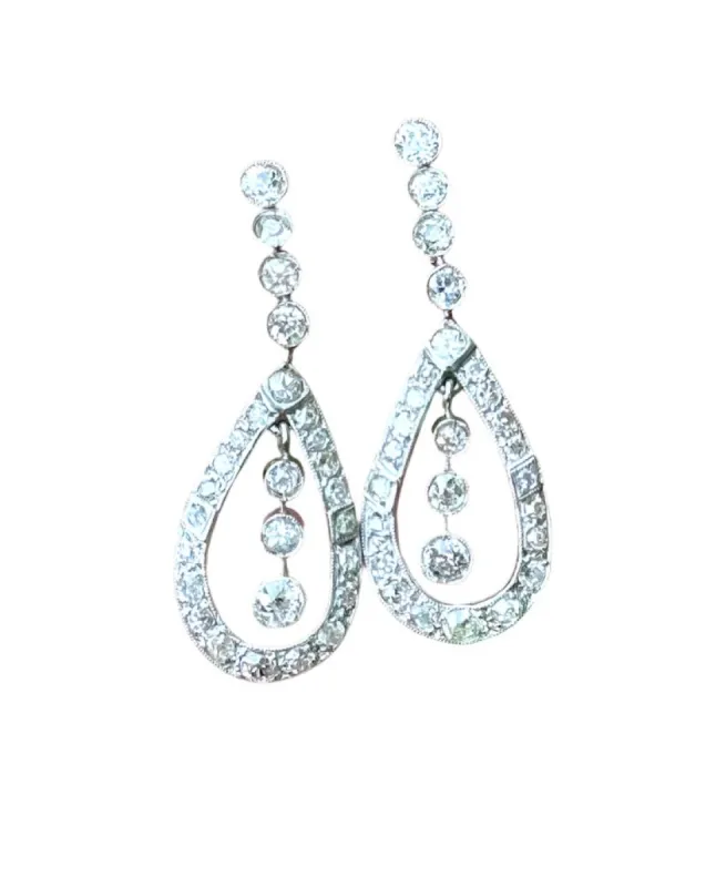 Boucles d'oreilles style Art Déco platine diamants 1,44 ct sold by 58 Facettes