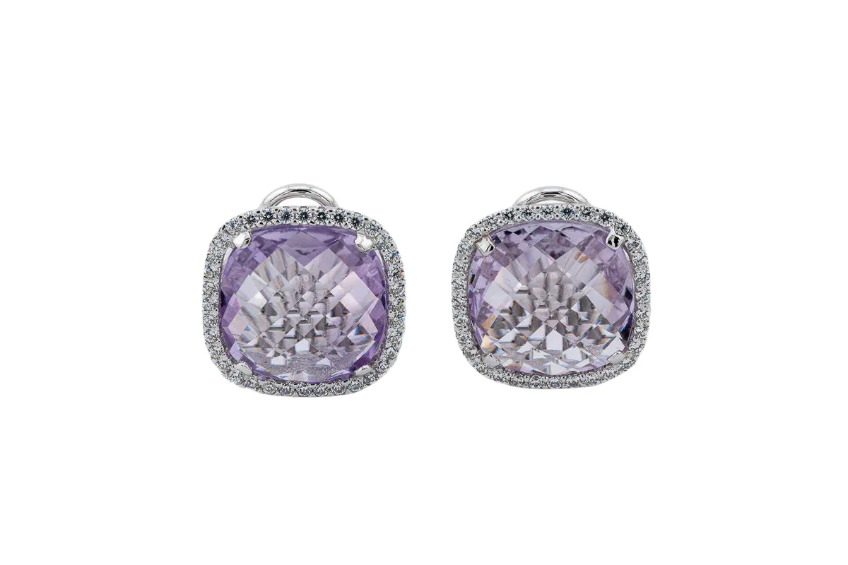 Orecchini in oro bianco con ametiste e diamanti sold by 58 Facettes