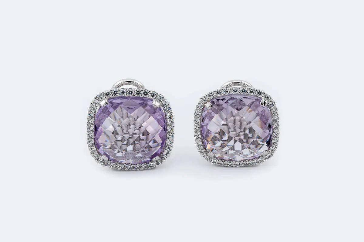 Orecchini in oro bianco con ametiste e diamanti sold by 58 Facettes product image thumbnail 2