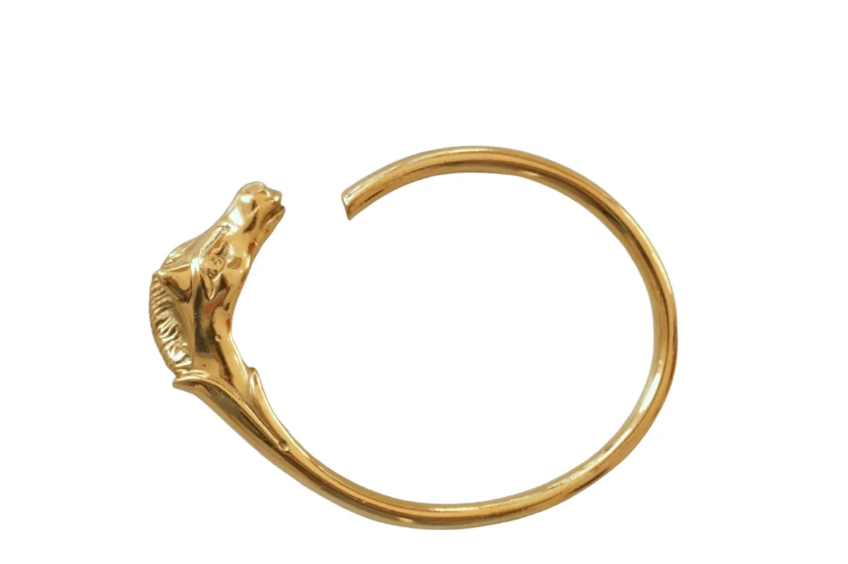 Bracelet Hermès doré tête de cheval sold by 58 Facettes
